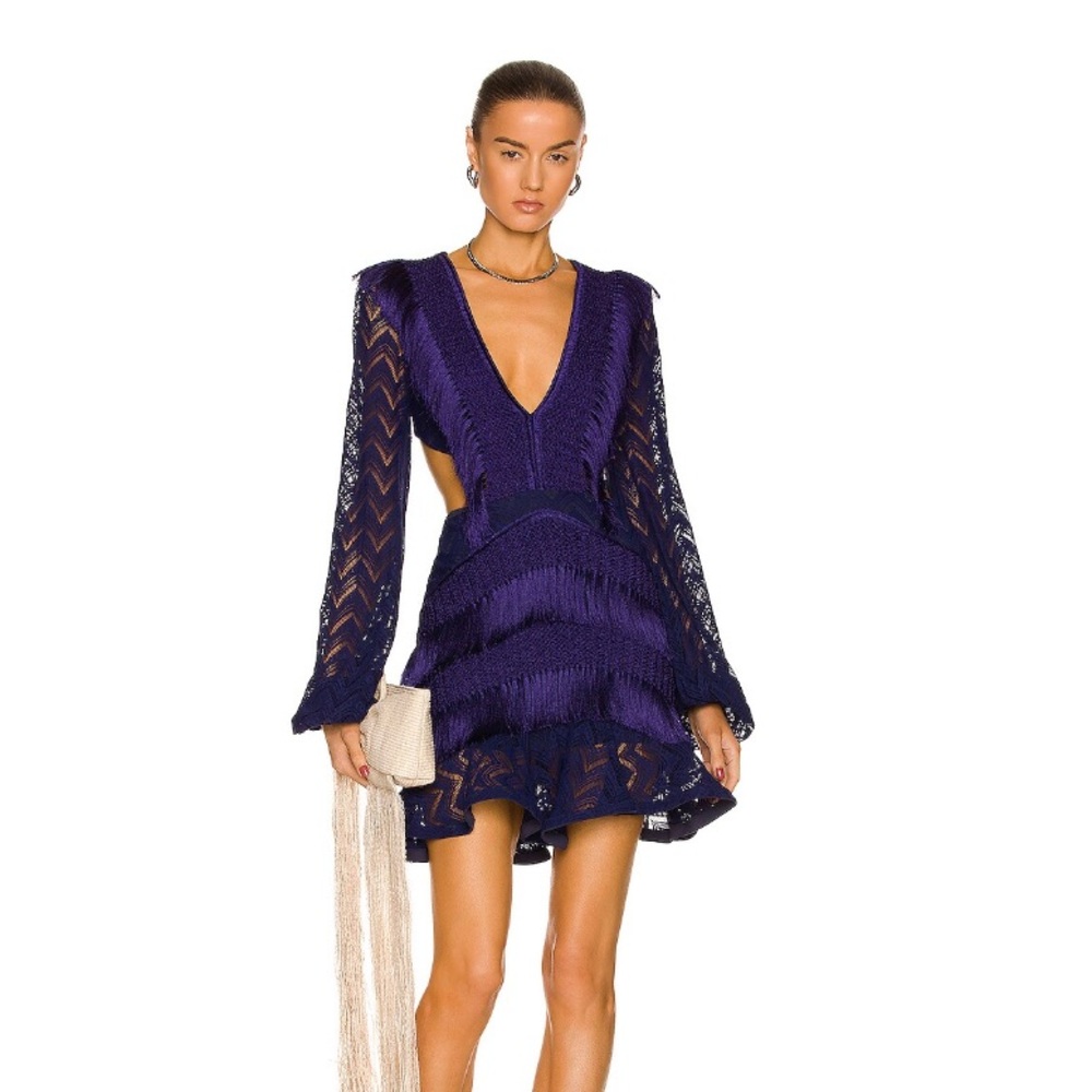 PatBo fringe mini dress cut out